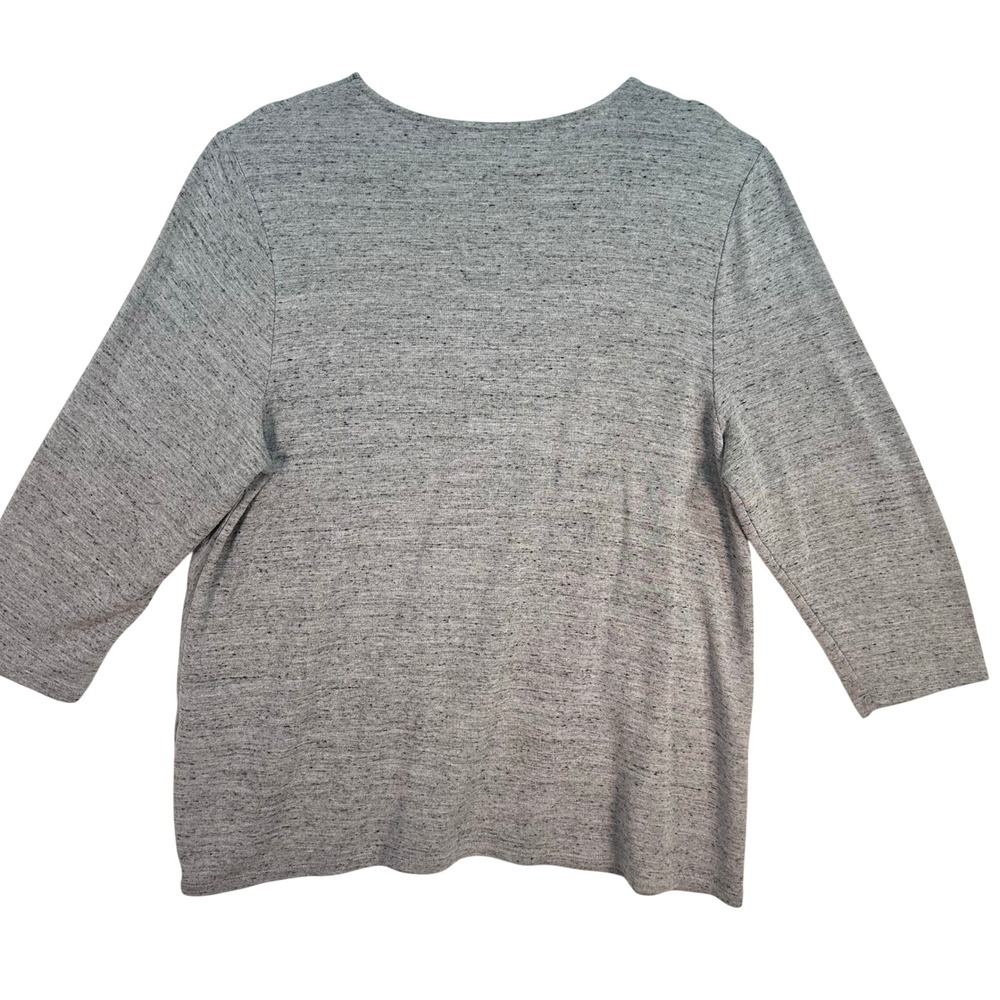 Chico's Knit Top Womens XL Gray 3/4 Sleeve Scoop Neck Heathered Pullover - Picture 2 of 8